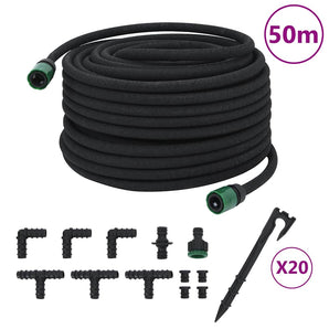 Furtun poros de grădină, negru, 0,6", 50 m, cauciuc
