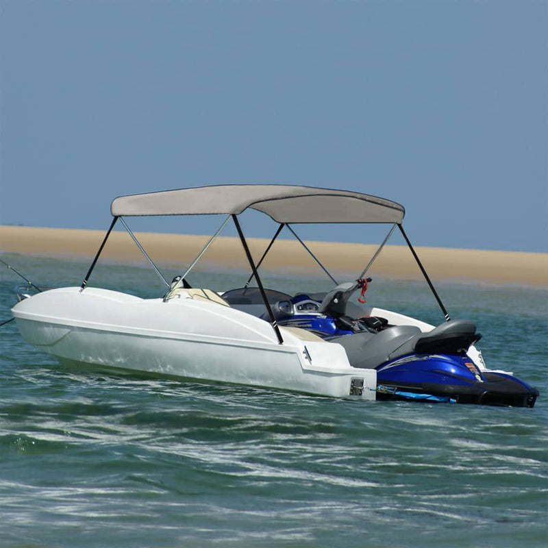 Parasolar barcă Bimini cu 2 arcuri, gri, 180x130x110 cm