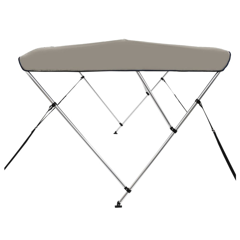 Parasolar barcă Bimini cu 3 arcuri, gri, 183x140x137 cm