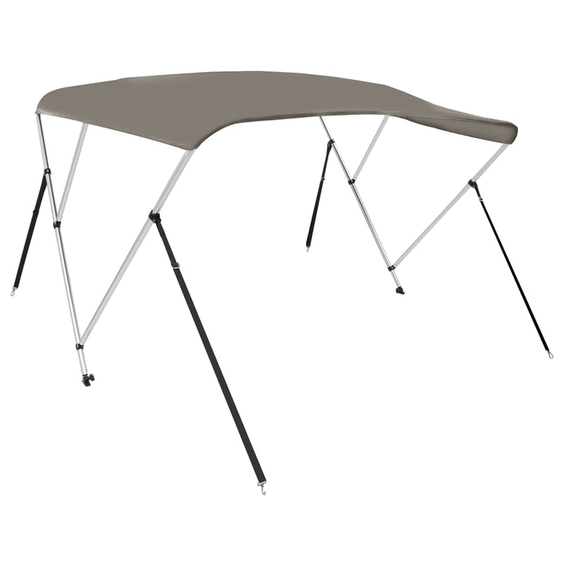 Parasolar barcă Bimini cu 3 arcuri, gri, 183x160x137 cm