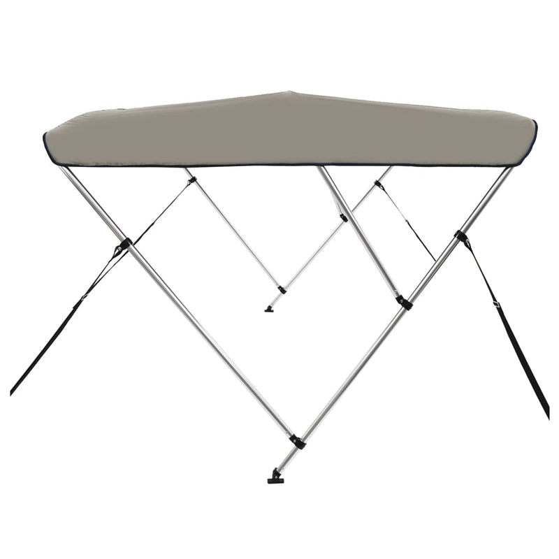 Parasolar barcă Bimini cu 3 arcuri, gri, 183x160x137 cm