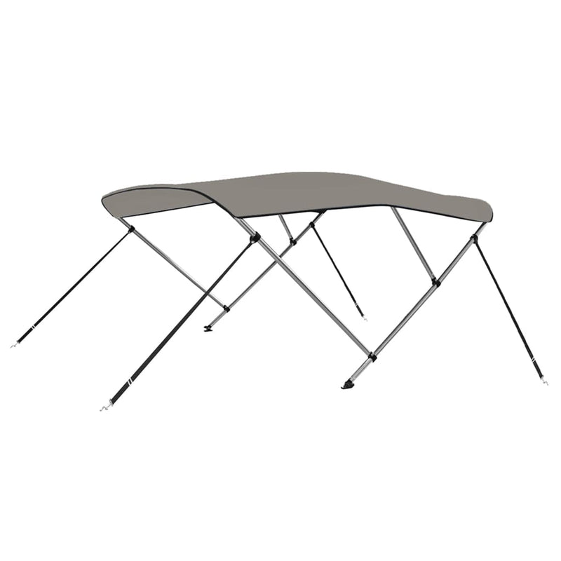 Parasolar barcă Bimini cu 3 arcuri, gri, 183x160x137 cm