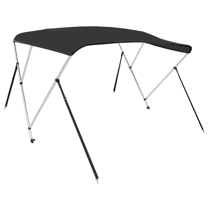 Parasolar barcă Bimini cu 3 arcuri, negru, 183x140x137 cm