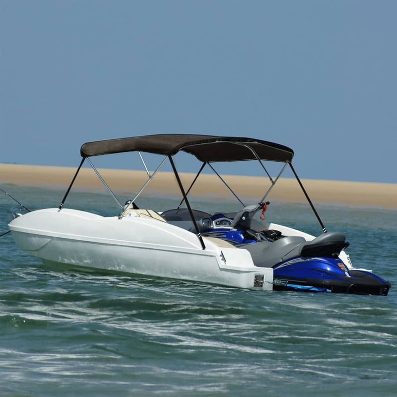 Parasolar barcă Bimini cu 3 arcuri, negru, 183x140x137 cm