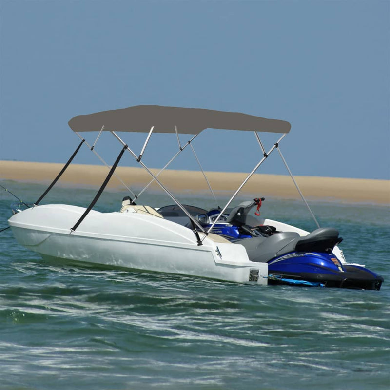 Parasolar barcă Bimini cu 4 arcuri, gri, 243x244x137 cm
