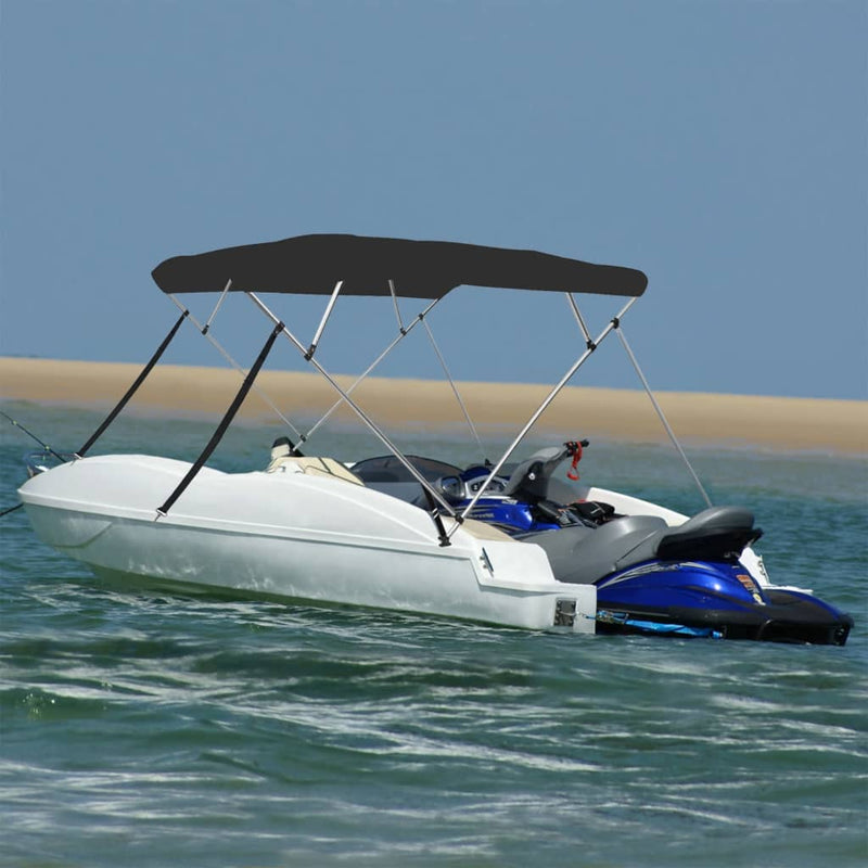 Parasolar barcă Bimini cu 4 arcuri, negru, 243x180x137 cm