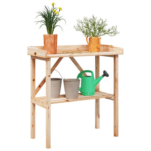 Masă de plante cu raft, 78x38x82,5 cm, lemn masiv de brad