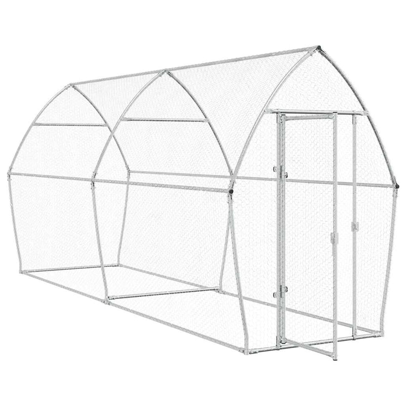 Coteț pentru păsări, gri, 400x105x182 cm, oțel galvanizat