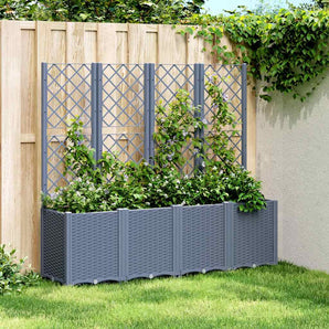 Jardinieră de grădină cu spalier, albastru gri, 160x40x140 cm, PP