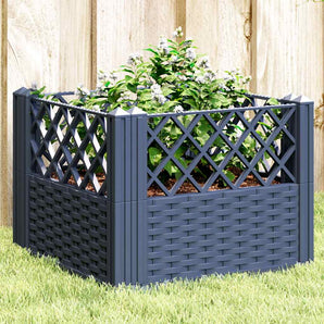 Jardinieră de grădină cu țăruși, albastru gri, 43,5x43,5x43,5 cm, PP