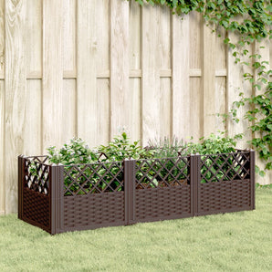 Jardinieră de grădină cu țăruși, maro, 123,5x43,5x43,5 cm, PP