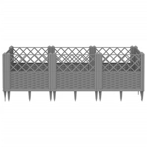 Jardinieră grădină cu țăruși gri deschis 123,5x43,5x43,5 cm PP