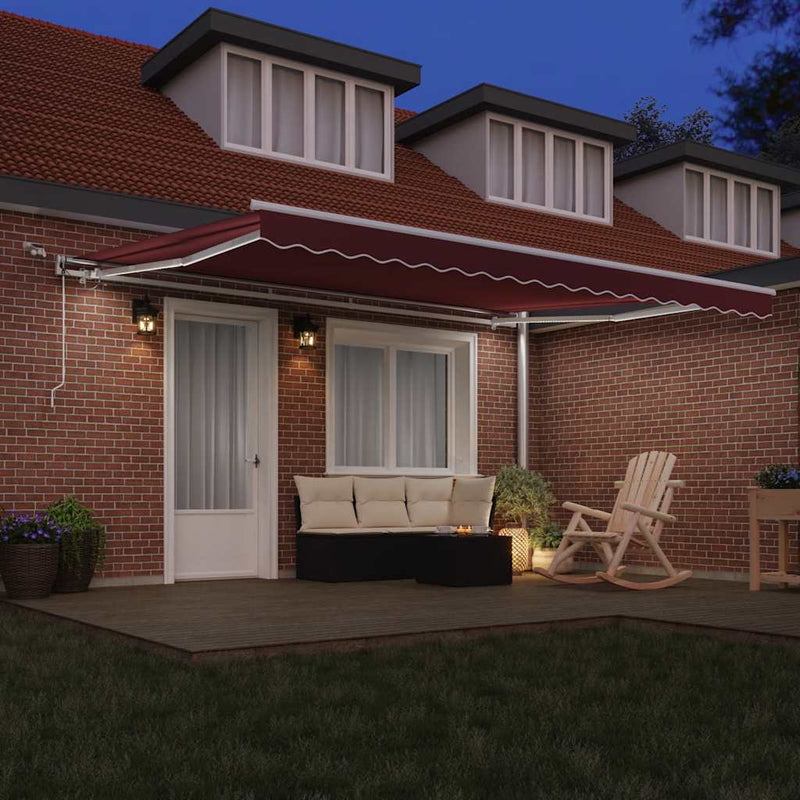 Copertina retractabilă automat cu LED, vișiniu, 450x300 cm