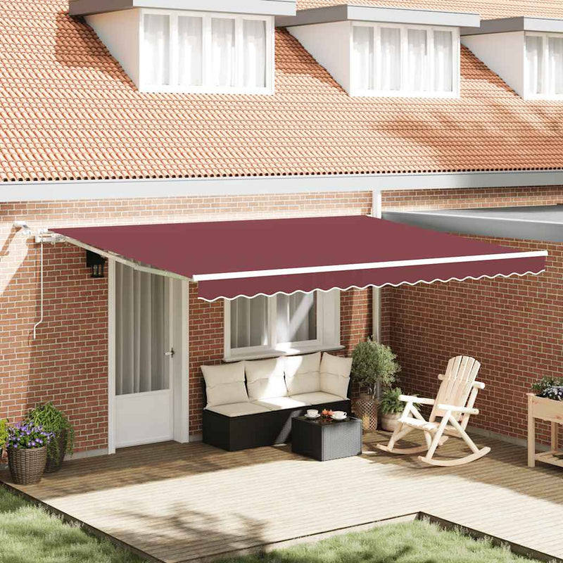 Copertina retractabilă automat cu LED, vișiniu, 450x300 cm