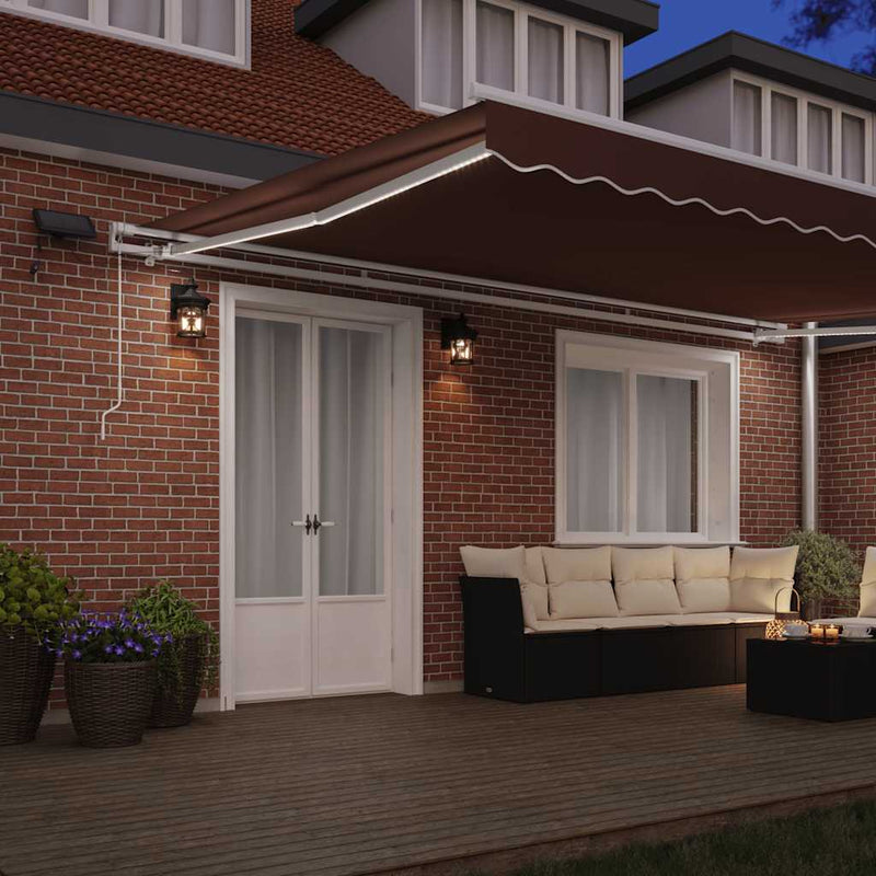 Copertină retractabilă Maro 500 × 300 cm Țesătură și Aluminiu