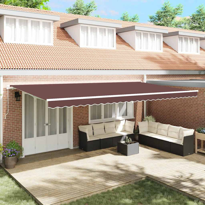Copertină retractabilă manual, maro, 600x300 cm