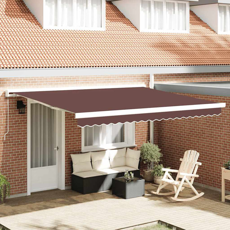 Copertină retractabilă manual, maro, 400x300 cm