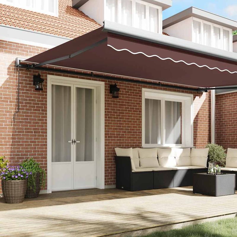 Copertină retractabilă manual, maro, 500x300 cm