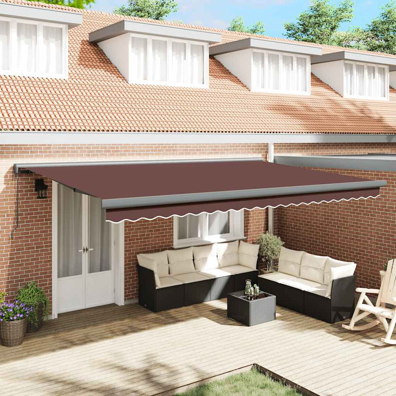 Copertină retractabilă manual, maro, 500x300 cm