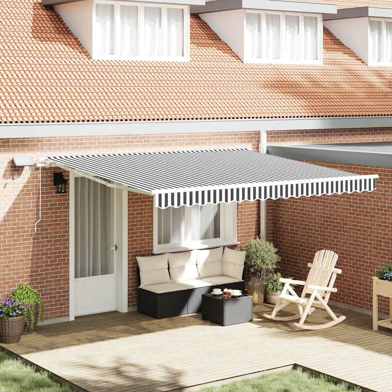 Copertină retractabilă Antracit și Alb 400 × 300 cm