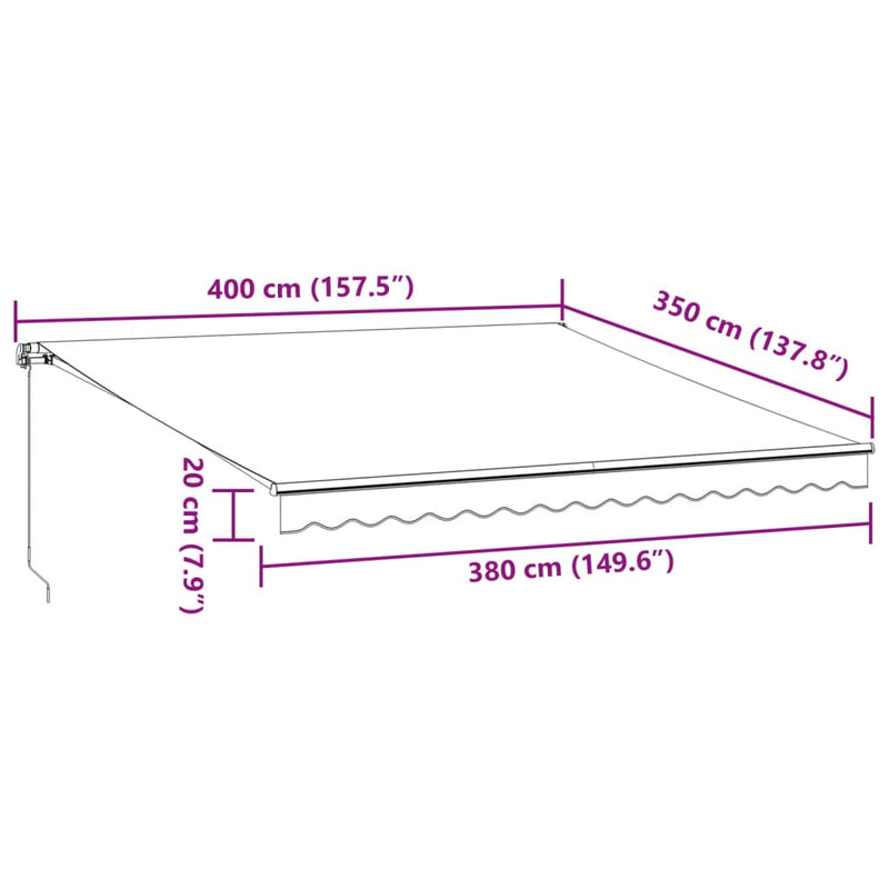 Copertină retractabilă Antracit și Alb 400 × 350 cm