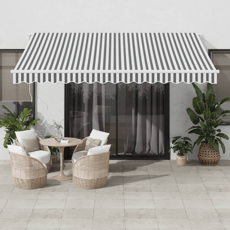 Copertină retractabilă Antracit și Alb 400 × 350 cm