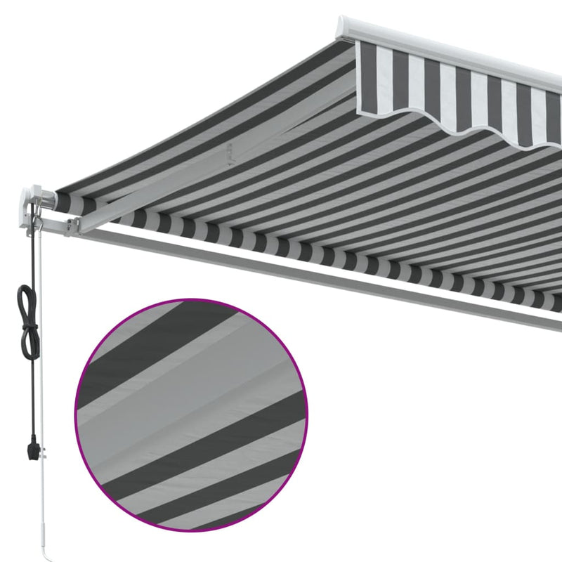 Copertină retractabilă automat, antracit/alb, 500x350 cm