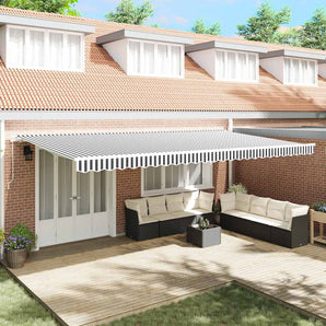Copertină retractabilă manual, antracit/alb, 600x300 cm