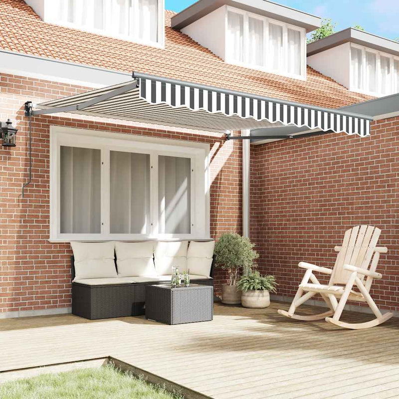 Copertină retractabilă antracit/alb, 3x2,5 m, textil/aluminiu