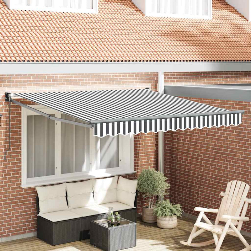 Copertină retractabilă antracit/alb, 3x2,5 m, textil/aluminiu