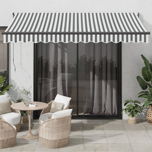 Copertină retractabilă antracit/alb, 3,5x2,5 m, textil/aluminiu
