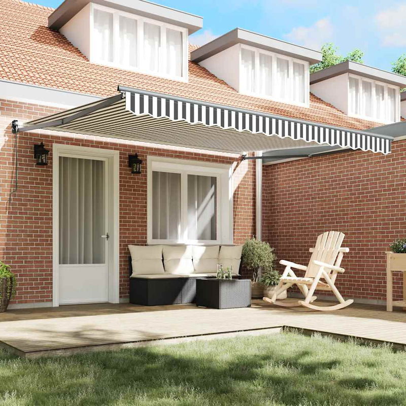 Copertină retractabilă antracit/alb, 4x3 m, textil/aluminiu