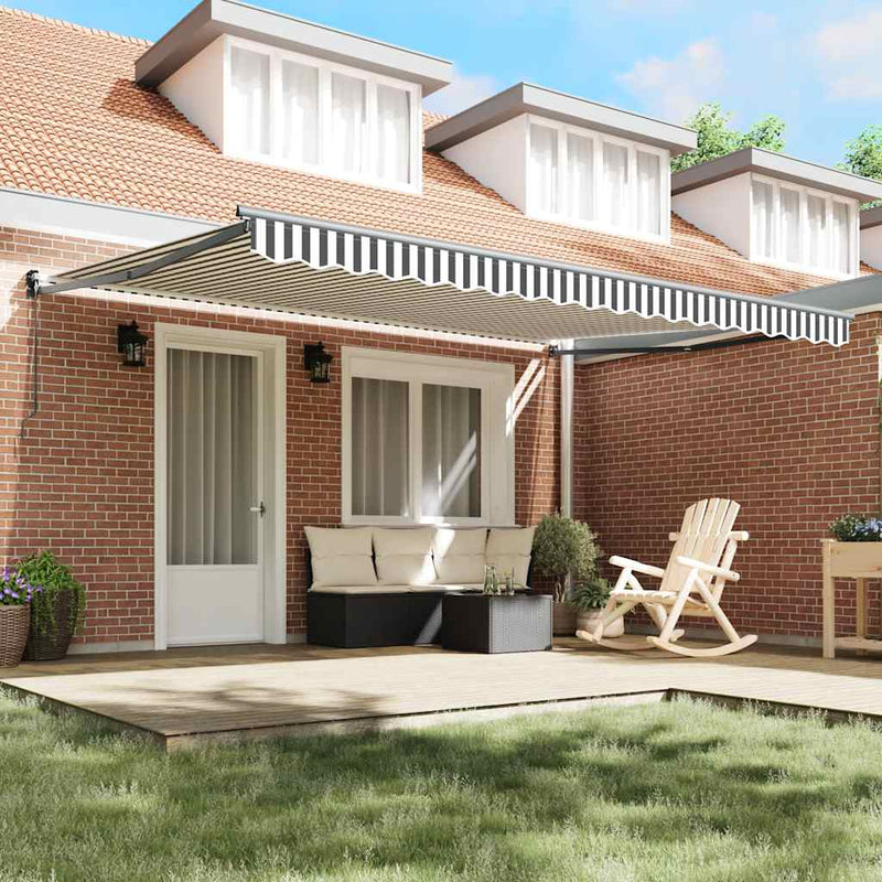 Copertină retractabilă antracit/alb, 4,5x3 m, textil/aluminiu