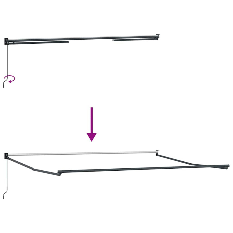 Copertină retractabilă antracit/alb, 4,5x3 m, textil/aluminiu
