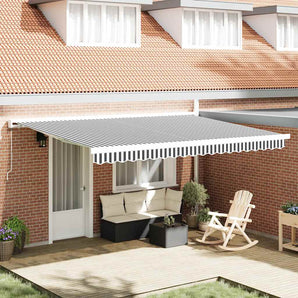 Copertină retractabilă antracit/alb, 4,5x3 m, textil/aluminiu