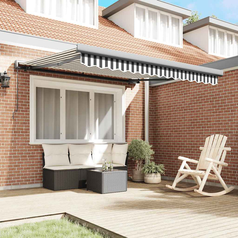 Copertină retractabilă antracit/alb, 3x2,5 m, textil/aluminiu