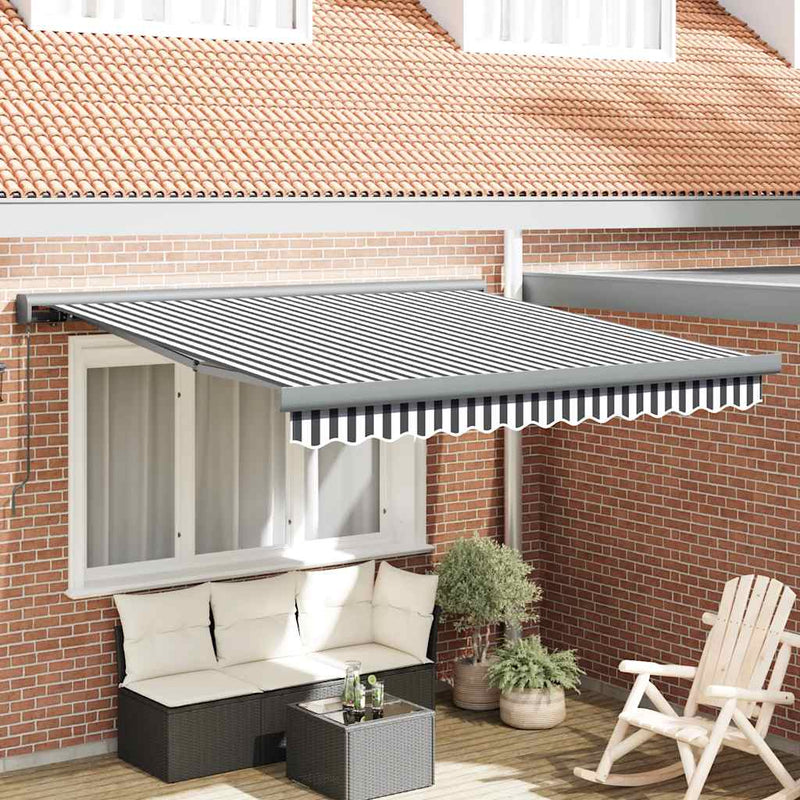 Copertină retractabilă antracit/alb, 3x2,5 m, textil/aluminiu