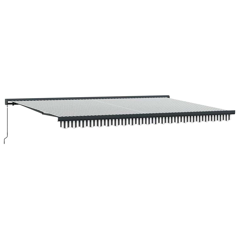 Copertină retractabilă antracit/alb, 5x3 m, textil/aluminiu