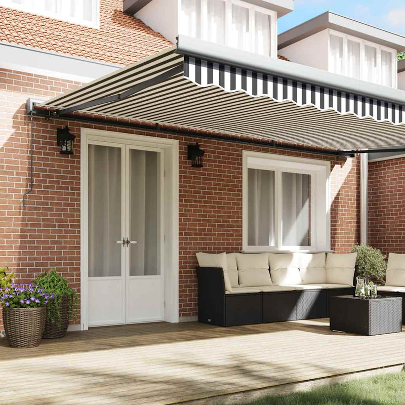 Copertină retractabilă antracit/alb, 5x3 m, textil/aluminiu