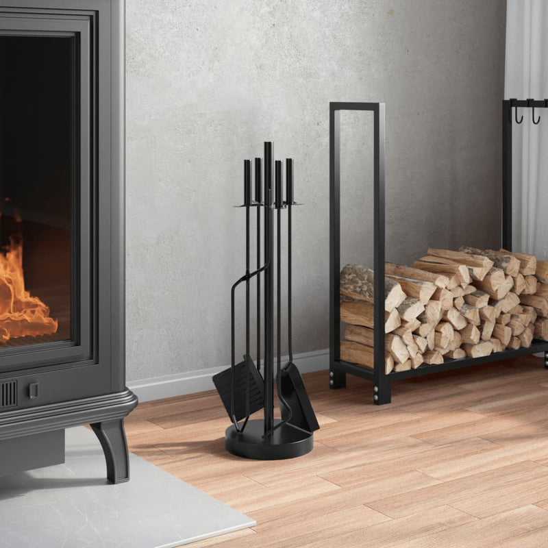 Set scule pentru șemineu, 5 piese, 18x66 cm, oțel