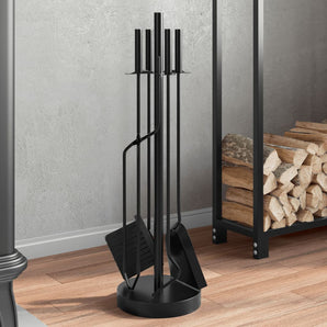 Set scule pentru șemineu, 5 piese, 18x66 cm, oțel
