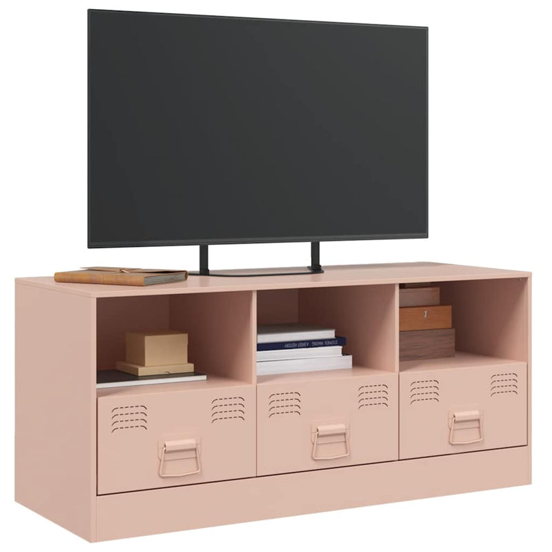 Comodă TV, roz, 99x39x44 cm, oțel