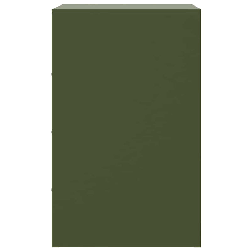 Noptiere, 2 buc., verde olive, 34,5x39x62 cm, oțel