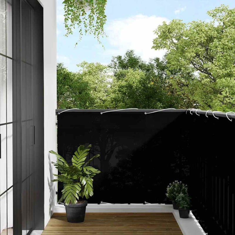 Paravan de balcon, negru, 120x800 cm, 100% poliester oxford