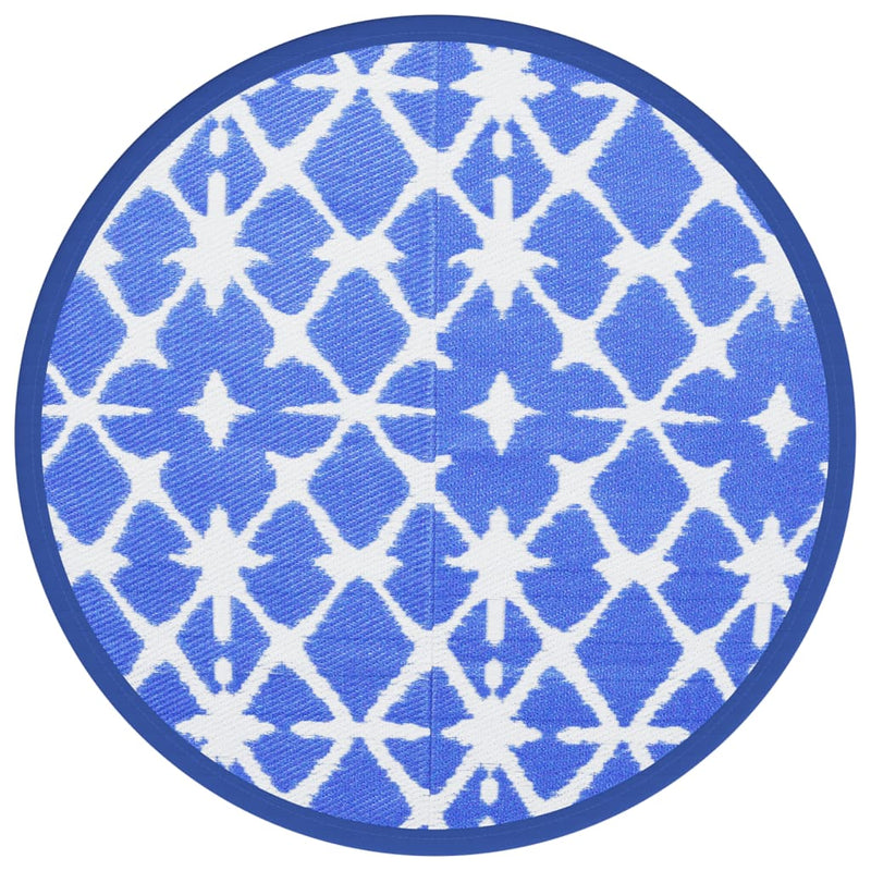Covor de exterior, ARAKIL albastru și alb, Ø160 cm, PP