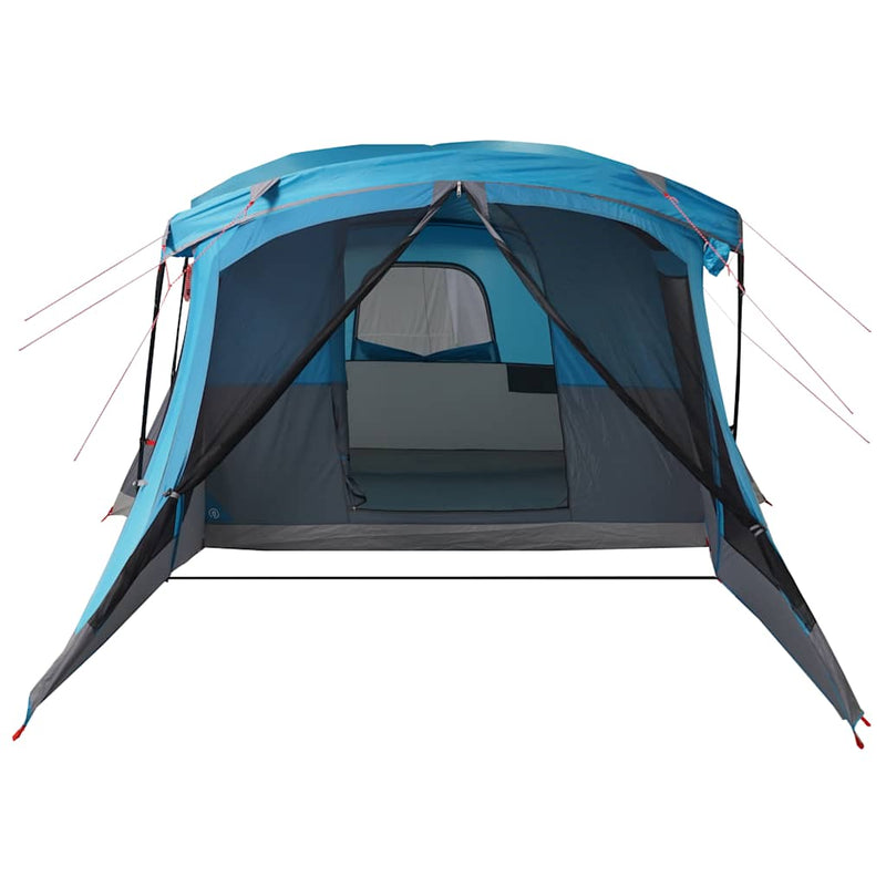 Cort de camping cu verandă 4 persoane, albastru, impermeabil