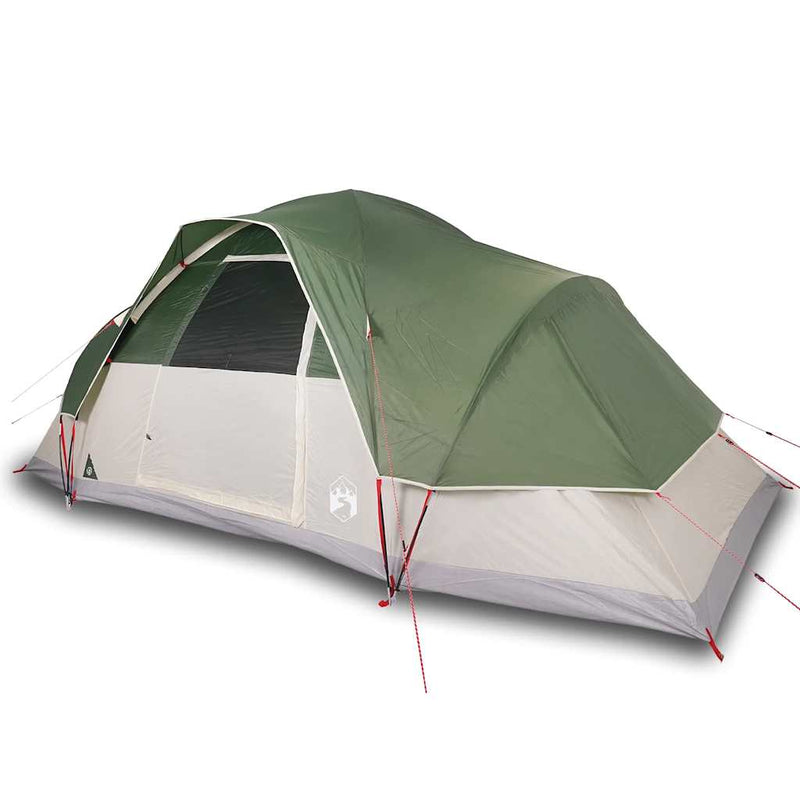 Cort de camping cupolă pentru 9 persoane, verde, impermeabil