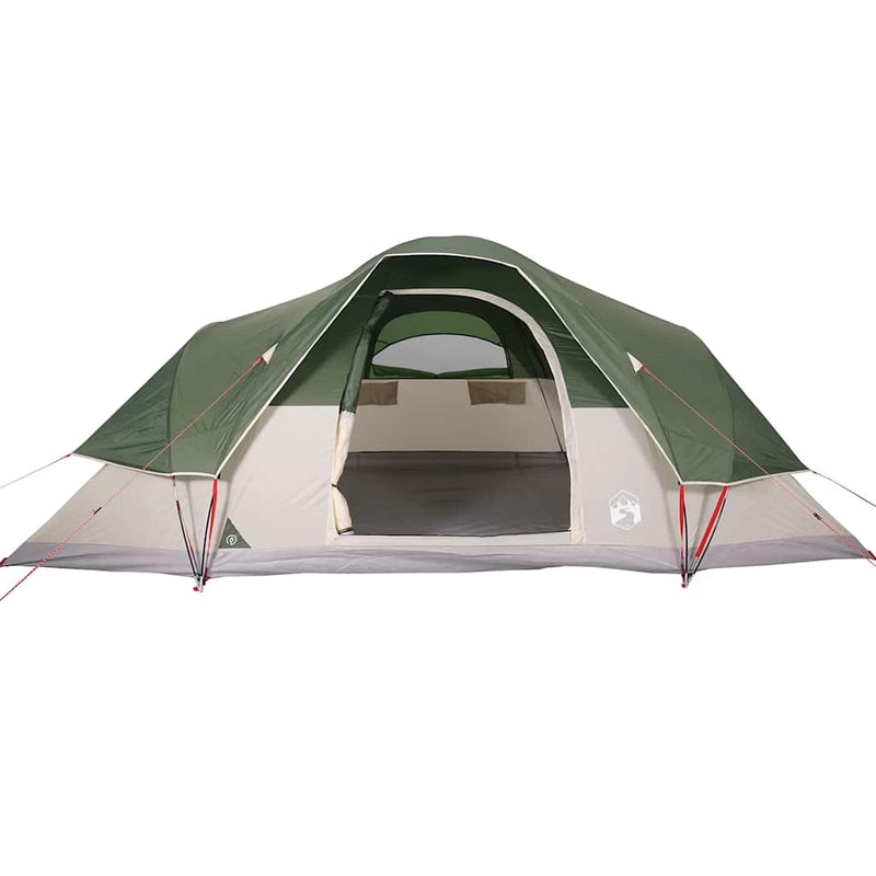Cort de camping cupolă pentru 9 persoane, verde, impermeabil