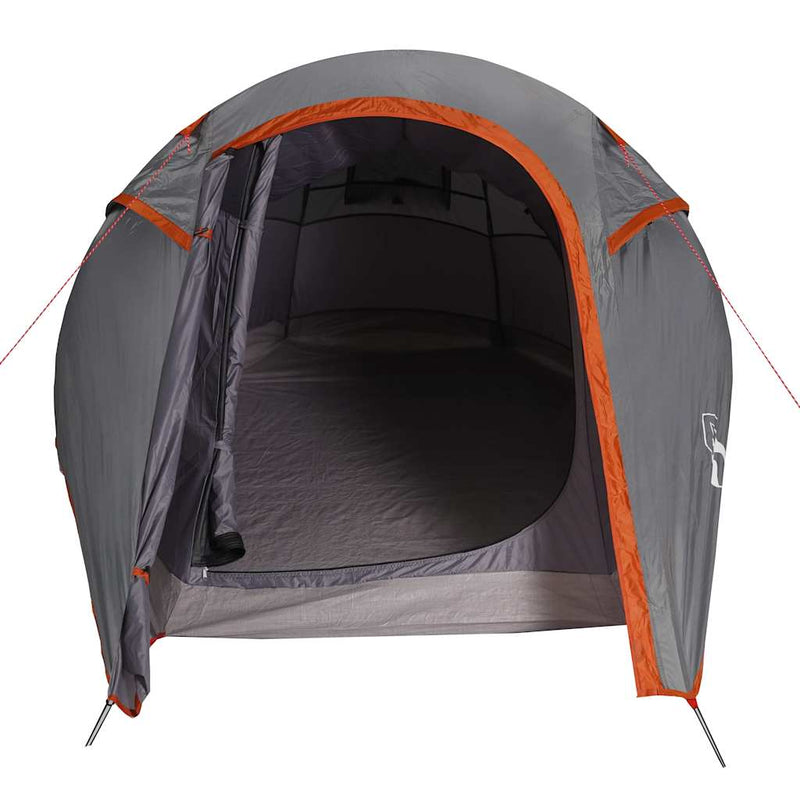 Cort de camping tunel 3 persoane, gri/portocaliu, impermeabil