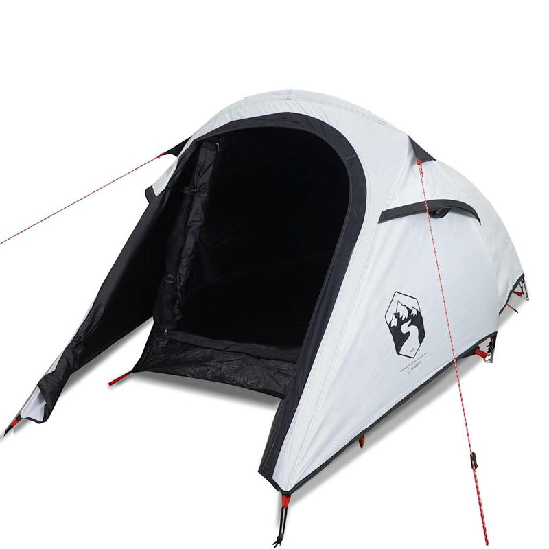 Cort camping tunel 3 persoane, alb, țesătură opacă, impermeabil